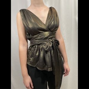 NEW UNBRANDED V Neck‎ Metallic Tank Blouse in Black/Bronze